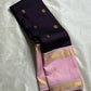 Rose Twilight – Pure Kanchipuram Silk Saree
Pastel Rose-Pink border with Golden Zari Weaves
Deep Plum-Violet Base Scattered with Gold Buttas
French Rose Rettapet Border in Lustrous Zari

Silk Mark Certified, delivery in 2 weeks