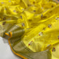 Pure Silk Chanderi – Marigold Yellow with Gold–Silver Buttas
Olive-Silver Kaddi Border & Shimmering Tissue Pallu ✨
Silk Mark Certified • Free Shipping within USA • Ships in Two Weeks