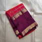 Pink Shot with Rani Radiance ✨ – Pure Kanchipuram Silk Saree with Gold Zari Kattam Checks, Plum Korvai Border & Grand Brocade Pallu – Silk Mark Certified, Fall & Pico Done, Blouse Stitching Available, ships in 2 weeks