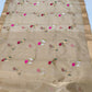 Pure Chanderi Silk Saree
Floral & Bird Embroidery on Sheer Gold-Beige
Tissue Zari Border • Lightweight • Elegant Drape
