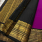 Menaka ✨ Draped in vibrant purple , its body shines with golden Yazhi motifs enshrined in Sorgavaasal arches. The contrasting black Korvai border, alive with elephants, vines, and temple motifs in zari and lavish Pallu , silk mark certified ❤️