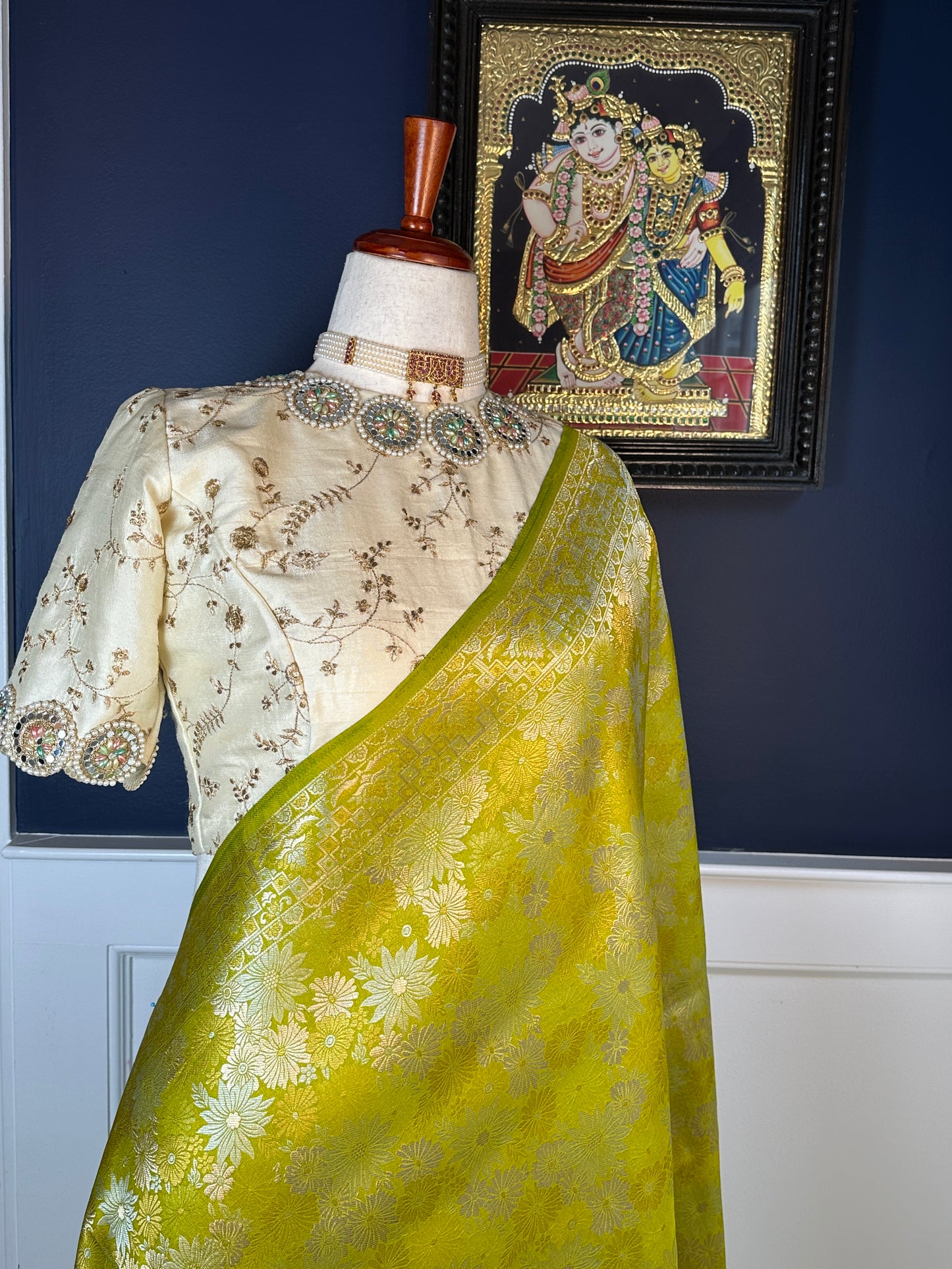 Soft silk rich weave katan banarasi sarees in spring green