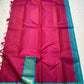 Leela Kattam — Kanchipuram Pure Silk

Rani-pink micro kattam body with soft vaira-oosi sheen

Contrast teal korvai borders with gold lattice & coin roundels

Rich teal pallu with all-over diamond/leaf zari jaal; rani tassels

Silk Mark Certified •