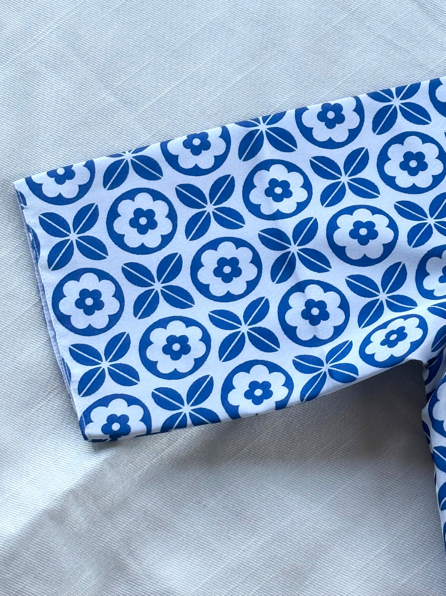 Day 3-Pure Modal Silk Blouse
White & Ink-Blue Trellis
Fully Cotton-Lined | 36–42