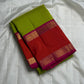Ilai Pachai & Vermilion Korvai Pure Silk Kanchipuram Saree
Parrot-green kasa kasa kattam checks with vermilion borders & rani-pink pallu
Silk Mark Certified • Ships in two weeks • Free Shipping within USA