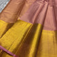 Varnika – Handwoven Kanchipuram Silk Saree in Rose Gold Pink
Graceful and radiant, this rose gold pink Kanchipuram silk saree features delicate gold zari paisleys and Gandaberunda motifs.