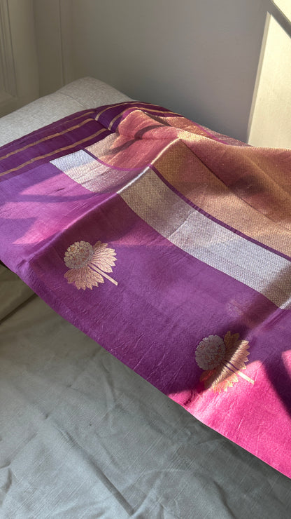 Pure silk kora Banarasi in kaduva weave - mauve