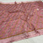 Pink Floss Chanderi Silk Saree with All-Over Sona Roopa Jaal in Gold & Silver Zari – Lightweight, semi Sheer, and Elegantly Handwoven