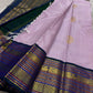 Mogra 💜✨🌿 – Lilac Kanchipuram Silk Saree with Gold Paisley Buttas, Navy Blue shot green Varisaipet Zari Border featuring Arai Madam, Vanki Pettu, Peacocks 🦚 & Contrast Silk Thread Accents