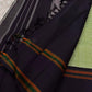 Contrast border with green and rust bands on a Pure Silk Kanchipuram saree