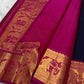 Sita parinayam envisioned in pure silk Kanchipuram elegance deep blue with magenta