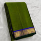 Pure silk Kanjivaram saree in temple olive green with traditional zari detailing – close up