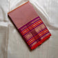 Valli – Handwoven Terracotta Blush Kanchipuram Silk Saree Featuring Intricate Mayil Butta and a Dual-Tone Varisaipet Border in Plum and Vermilion, Adorned with Temple-Inspired Zari motifs