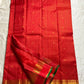 Hema – Bright Red Pure Silk Saree with Golden Zari Kattam
Featuring Baby Buttas and a Green Selvedge for a Subtle Contrast
Red Borders with Vanasringaram & Kamalam Motifs in Fine Zari
(available on pre-order 6 weeks)