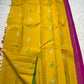Silk Thread Deer Butta — Muted Yellow Pure Silk Kanchipuram Saree
Turmeric-yellow body with silver & parrot-green silk deer motifs · Rani-pink zari pallu with temple motifs · Green selvedge korvai border finish ✨
Silk Mark Certified ✅ | Fall & Pico Done ✅
