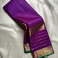 Kiran ✨ – Pure Kanchipuram Silk Saree
Regal Purple Body with Zari Kattam & Buttas
Classic Rettapet Border in Gold Zari Stripes
Intricate Heirloom-Inspired Zari Pallu
Accented with Contrast Green Selvedge Silk Mark Certified, delivery in 2 weeks