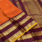 Rust Orange Varisaipet Mayil Chakram – Korvai Kanchipuram Silk Saree
Rust-orange body with gold chakram & peacock buttas
Vadamalli korvai border with varisaipet stripes & elephant motifs
Rich zari-brocade pallu | Contrast vadamalli blouse | silk mark