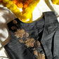"zoya" collection - Pure raw silk ( 100gms) embroidered blouse in gold, silver and copper zardosi in black