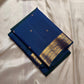Indira – Peacock Blue-Green Kanchipuram Pure Silk Saree with Zari Butta & muthu seer and rudraksham Pettu  Border