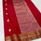 Roja Pushpam — Pure Silk Chanderi (Crimson Blossom)
Crimson red body with silver-ivory floral buttas & gold stems 🌸
Antique copper-gold border • Red-gold tissue pallu • Silk Mark Certified • Free Shipping within USA • Ships in Two Weeks