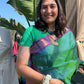 Mayil Kazhuthu Green-Blue Pure Silk Kanchipuram Zari Kattam Saree with Violet Pettu