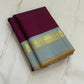 Deep Ruby Dove Grey – Pure Silk Kanchipuram Saree
Korvai Weave with Elegant Contrast Borders
Golden Zari detailed Pallu
Silk Mark Certified | Fall & Pico Done | Blouse Stitching Available ($30)