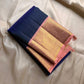 Neelaambal – Royal Calm Sea Blue Pure Kanchipuram Silk Saree with Peach Pink Border, Intricate Zari Detailing & Matching Blouse Fabric (Silk Mark Certified, Handloom, Fall & Pico Done, Free USA Shipping)