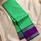 Varsha – Parrot Green & Purple Pure Silk Kanchipuram Saree with Rain-Inspired Thread Buttas - Zari less silk thread version