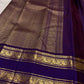 Royal Purple Handwoven Pure Silk Kancheepuram Rettapet Saree with Zari Floral Border – additional detail view 4