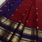 Arakku red Kanjivaram silk body with gold zari rosette buttas and royal purple Rettapet border – view 3