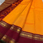 Vasantha Malli ✨ — Pure Silk Kanchipuram
Sunset-orange body with fine textured weave 🌸
Deep maroon borders with kasu zari & temple motifs ✨
Grand brocade pallu with traditional circular jaal 🪔 Perfect for Diwali & festive drapes
Silk Mark Certified • Fr