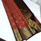 Pure Kanchipuram Silk Saree – Coral Red Checks with Gold Zari Buttas
Contrast Maroon Korvai Borders with Temple & Floral Motifs
Grand Zari Brocade Pallu
Silk Mark  | Fall & Pico Done | Blouse Stitching ($30) | ships in 2 weeks