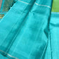 Aaral – Ice Blue & Spring Green Mubbagam Kanchipuram Pure Silk Saree with Mayil Chakram Buttas & Vanasringaram Grid Pallu
