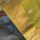 Pure Kora silk Banarasi saree - kadhwa - chartreuse , Lime Green