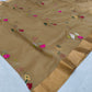 Pure Chanderi Silk Saree
Floral & Bird Embroidery on Sheer Gold-Beige
Tissue Zari Border • Lightweight • Elegant Drape