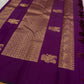 Lavanya– radiant purple Handwoven Kanchipuram Silk Saree in purple with Gold & Silver Zari, this deep purple Kanchipuram silk saree with intricate motifs in gold and silver zari, including Gandaberunda, parrots, elephants &lotuses as seen on Nita Ambani