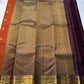 Rust Orange & Wine Korvai – Pure Kanchipuram Silk Saree
Burnt rust-orange shot body with dainty gold paisley buttas
Deep wine korvai borders in antique gold—Annapakshi & Yaali medallions
Grand wine pallu with full-zari jaal & temple panels
Silk Mark