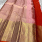 Lalima 🌸 – Bud Pink Pure Silk Saree
Featuring Large Ornate Floral Motifs Woven in 3g Pure Zari ✨
Adai Madam Floral & Vine Borders with Majestic Baavanji & peacock motif Layers 🌿 🦚
Finished with a Crimson-Orange Selvedge for Stunning Contrast 🔥