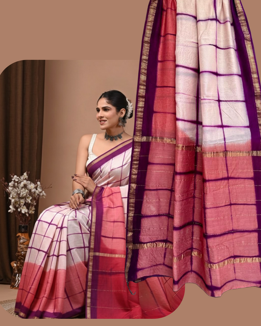 Handwoven Maheshwari Silk-Cotton Saree
Crafted in Maheshwar • Fall & Pico Done
Stitched Blouse Included • Blouse Stitching $30