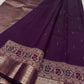 Vibha plum - A Deep Plum Pure Kanchipuram Silk Saree Blending the Grandeur of South Indian Weaving with Paithani-Inspired Floral Zari Borders and a Lustrous Rose Gold zari Pallu