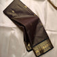 Kohl Swarna — silk mark certified lightweight saree 
Deep kohl brown body with fine pinstripes and gold rosette buttas, framed by antique-gold zari borders and grand paisley brocade pallu• free shipping eithin usa  two weeks