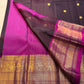 Jamun Purple Rani — Kanchipuram Pure Silk

Deep jamun-purple body with zari floral buttas

Rani-magenta korvai borders with elephant procession

Opulent brocade pallu with diamond jaal & circular medallions

Silk Mark Cert| Free Shipping within USA