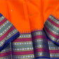 Orange Pillayar Moggu Varisaipet ✨ – Pure Kanchipuram Silk Saree with Temple Border & Varisaipet Stripe Pallu – Silk Mark Certified, Fall & Pico Done, Blouse Stitching Available, free shipping, silk mark certified, ships in two weeks