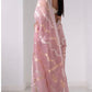 Pink Floss Chanderi Silk Saree with All-Over Sona Roopa Jaal in Gold & Silver Zari – Lightweight, semi Sheer, and Elegantly Handwoven