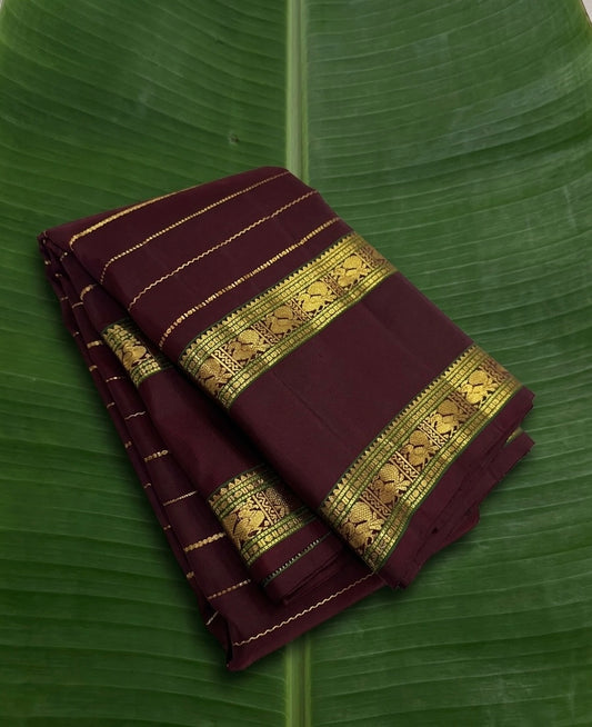 Kanchipuram Silk Saree • Rettapet Veldhari Weave • Burgundy Red with Forest Green