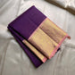 Kurinji – Regal Purple Zari Kattam Pure Kanchipuram Silk Saree with Peach Pink Border & Pallu, Intricate Zari Detailing, Matching Blouse Fabric (Silk Mark Certified, Handloom, Free USA Shipping)