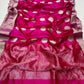 Fuchsia Pink Chanderi Pure Silk Saree with Zari Lotus Buttas and Radiant Gold Pallu
Light as a dream and luminous as morning light, this saree glows in rich fuchsia silk.
Ornate handwoven lotus buttas bloom across the body in fine gold zari.
