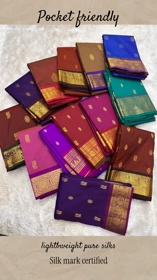 Lightweight Kanchipuram Silk Sarees | Silk Mark Certified | Idam Living