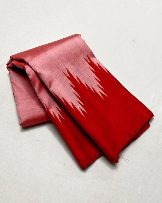 Scarlet Rose Thazampoo Reku — Pure Kanchipuram Silk
Ombre Rose-Pink × Scarlet | Thazampoo (Temple-Tooth) Peaks Weave
Silk Mark Certified ✅ | Free Shipping within USA | Ships in Two Weeks