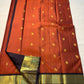Rust orange Terracotta, Yanai Butta
 — Coffee Brown Korvai Kanchipuram
Deep coffee-brown korvai borders with wide antique-gold kaddi & floral vines
Silk Mark Certified | Free Shipping within USA | Ships in Two Weeks
Blouse Stitching available $30